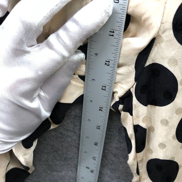 Zara Wide Leg Crop Satin Pants Womens M High Rise Beige Black Polka Dot Culotte - Picture 9 of 10